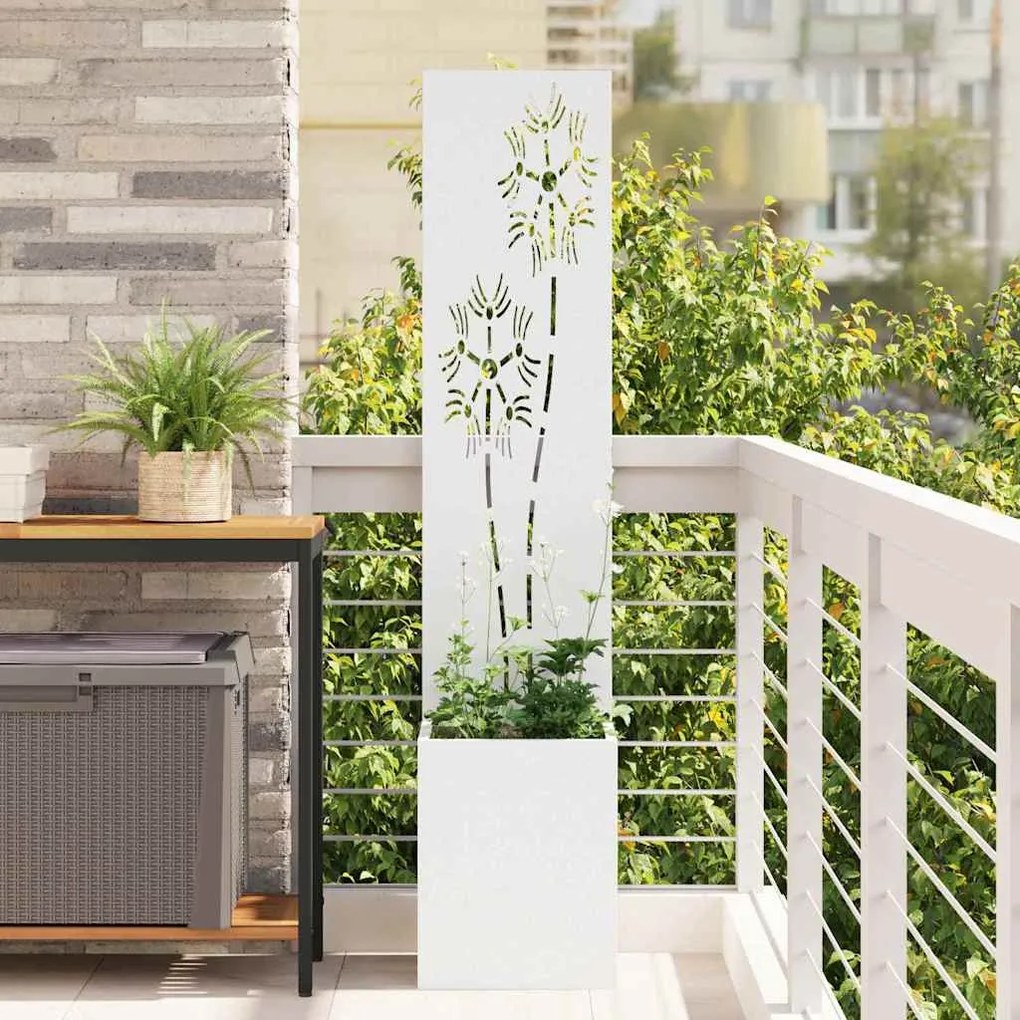 vidaXL Tela de Privacidade para Jardim Floral Branco 32 x 140 cm