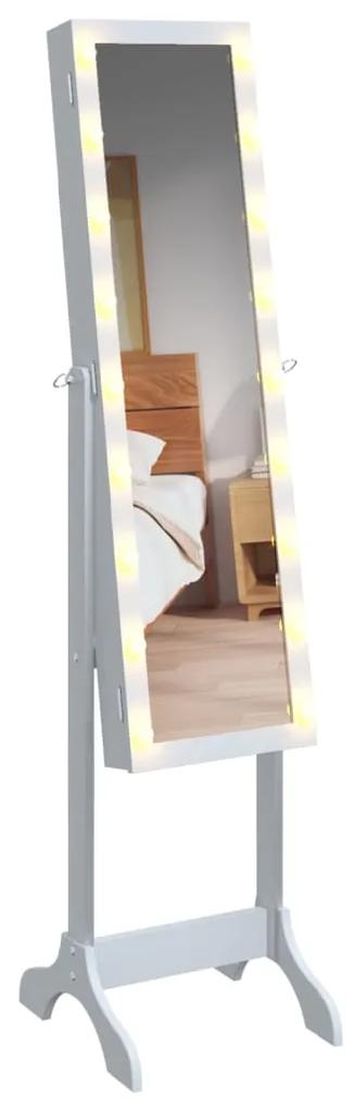 Espelho de Pé Belu com Luzes LED e Guarda Joias - Branco - Design Mode