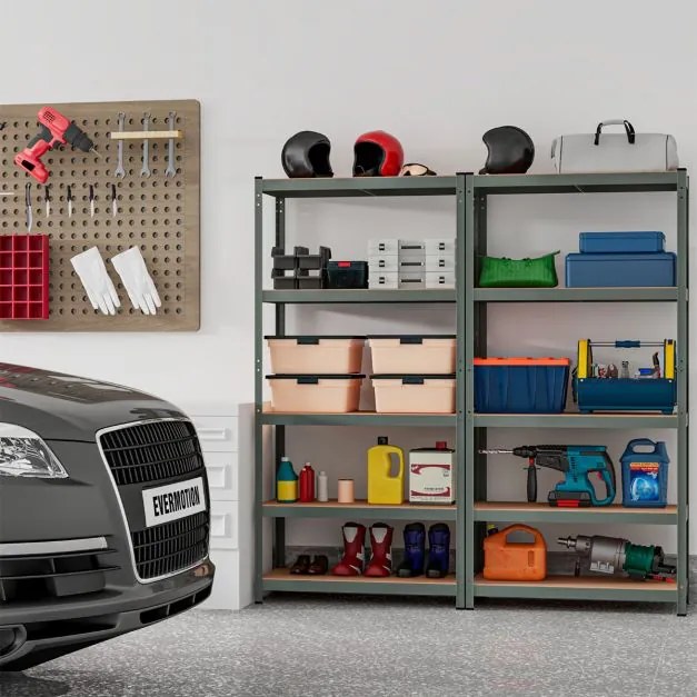 Estante de armazenamento 5 prateleiras (1 unidade) Carga até 875 kg Estantes de aço ajustáveis em altura para garagem Oficina 90x40,5x180,5cm Cinzenta