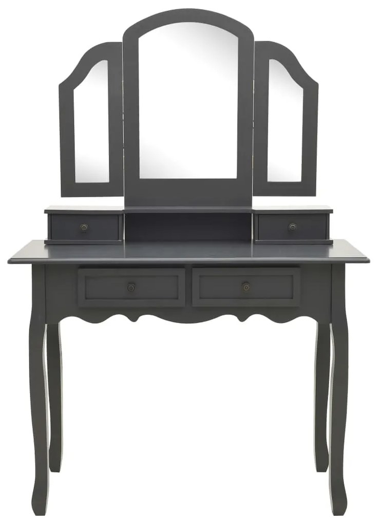 Conj. toucador c/ banco 100x40x146cm madeira paulownia cinzento