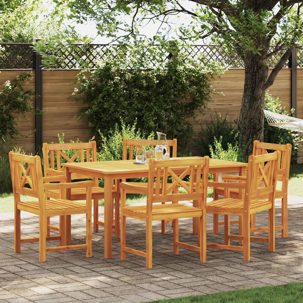 vidaXL Conjunto de Jantar para Jardim de 7 Peças Madeira Sólida de Acácia