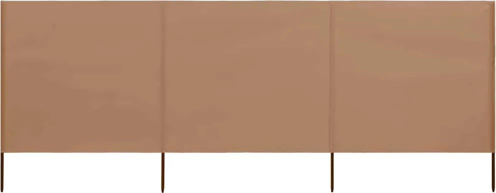 Para-vento com 3 painéis em tecido 400x80 cm cinza-acastanhado