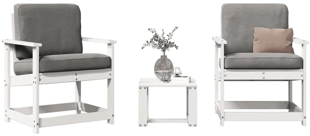 Conjunto de Jardim - 2 Poltronas e 1 Mesa - Madeira de Pinho Maciça -