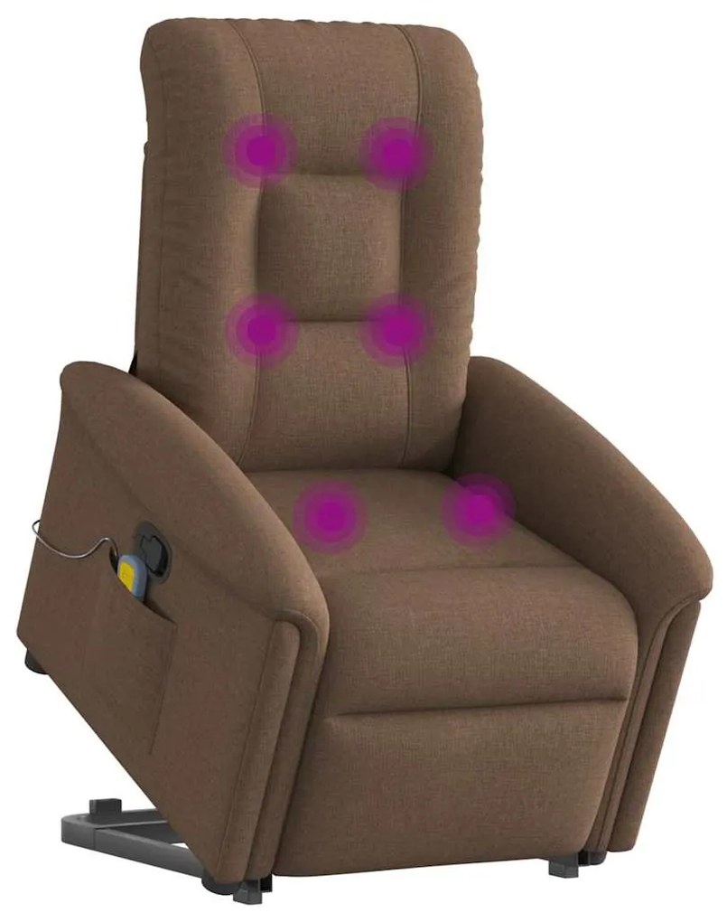 Poltrona reclinável massagens tecido castanho