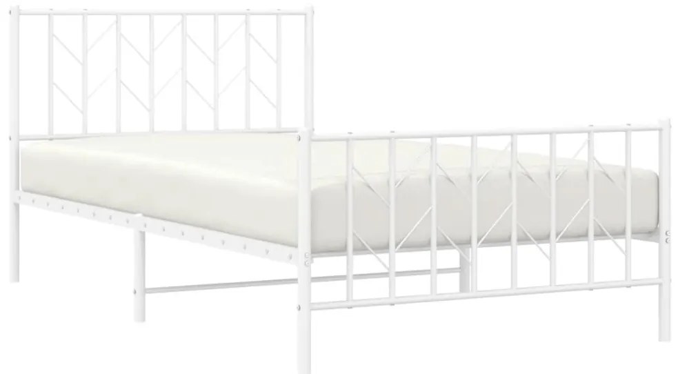 Estrutura de cama com cabeceira e pés 107x203 cm metal branco
