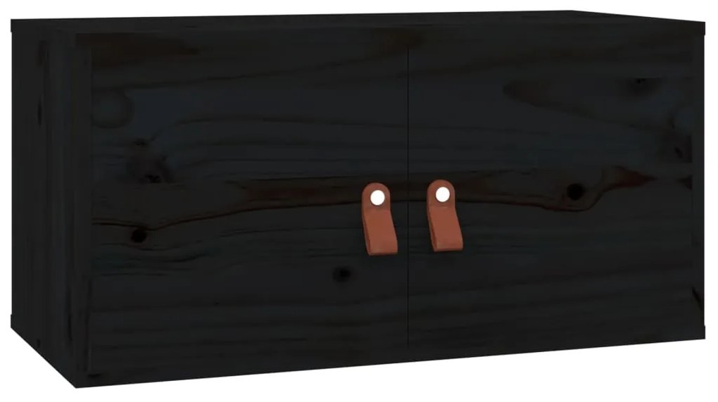 Armários de parede 2 pcs 60x30x30 cm pinho maciço preto