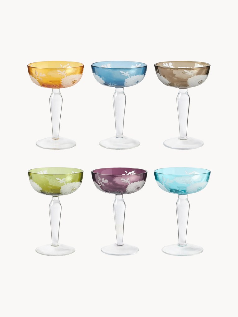 Taças de champanhe Peony, conjunto de 6