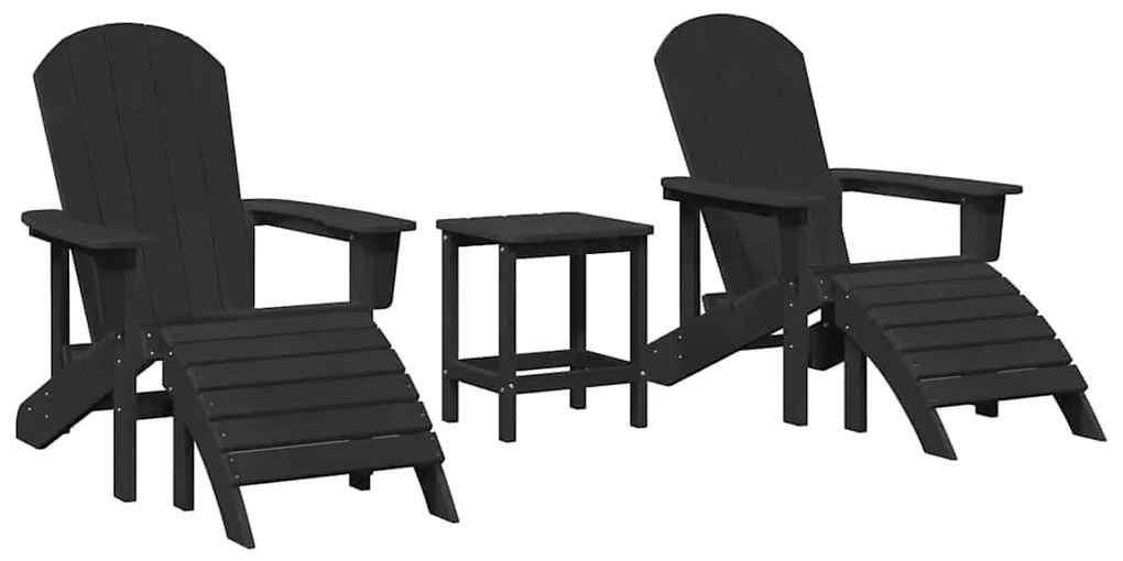 Conjunto de Lounge para Jardim vidaXL 3 Peças Preto HDPE