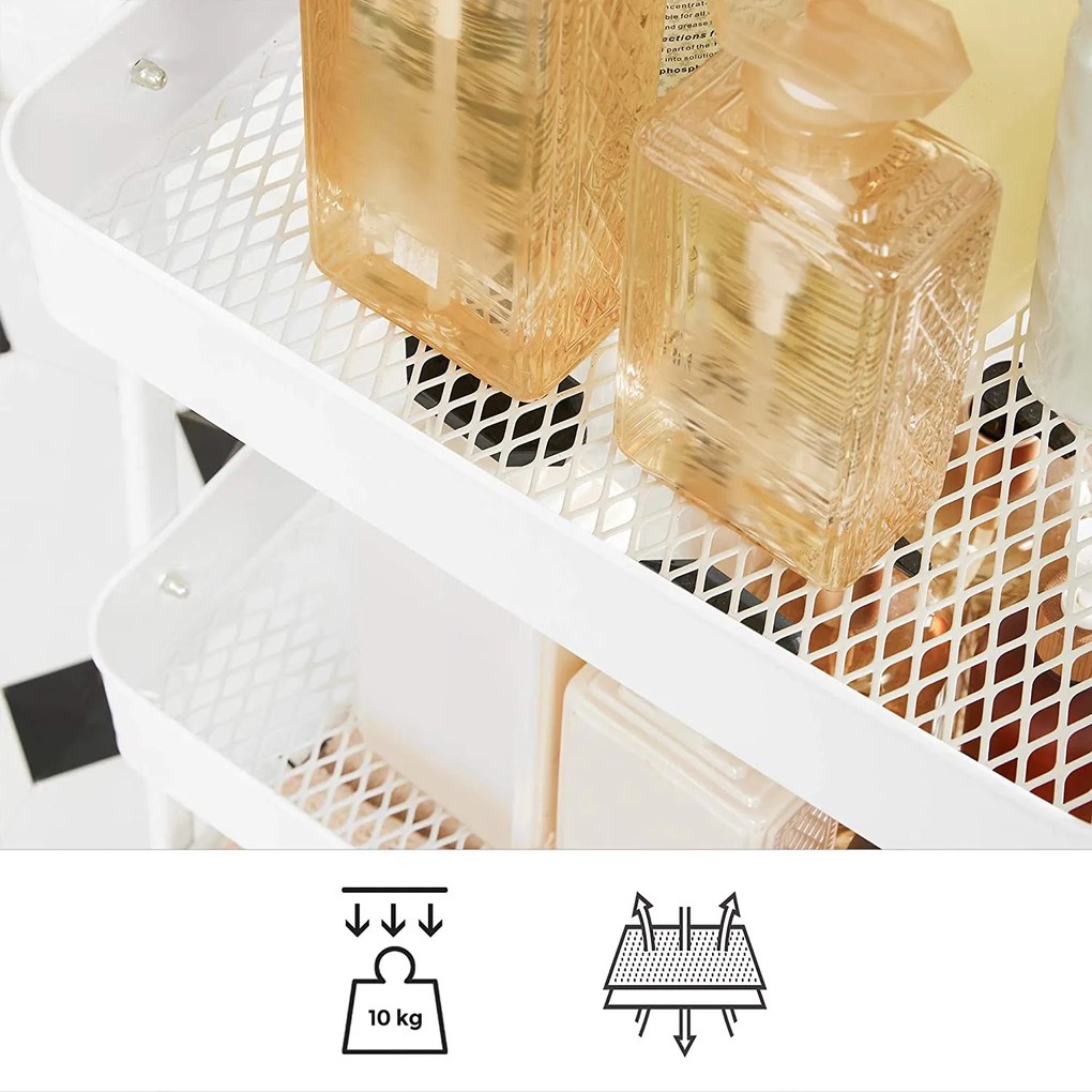 Carrinho de metal multifuncional 41,4 x 30,7 x 79 cm branco