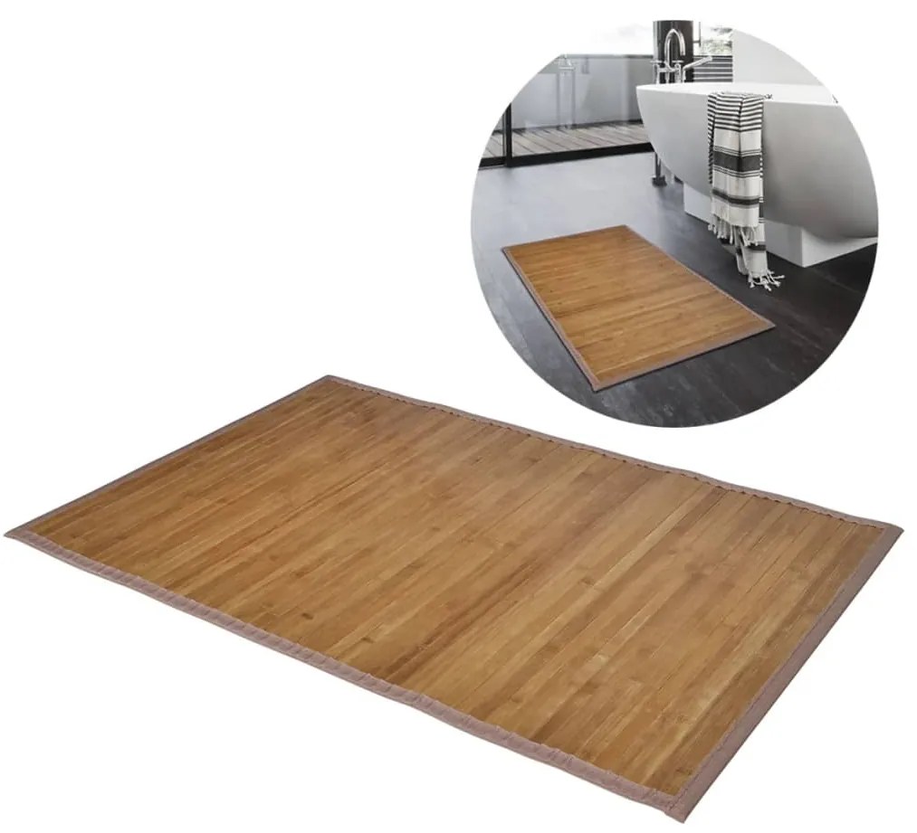 Tapetes casa de banho, bambu 2 pcs 40 x 50 cm castanho