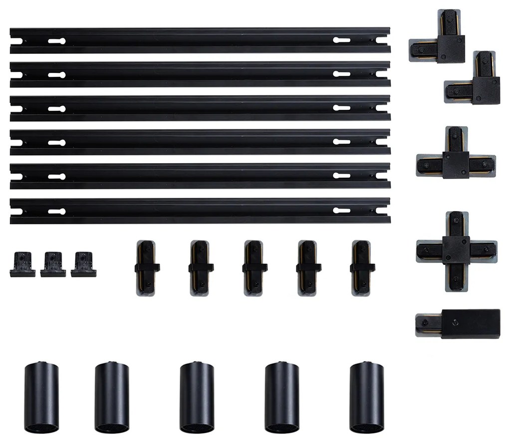 Sistema de iluminação de trilho moderno com 5 focos preto 1-fase GU10 35mm - Iconic Ruby Honey