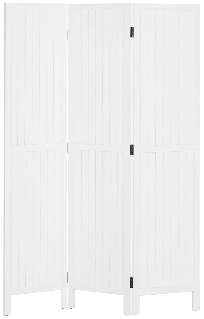 HOMCOM Biombo 3 Painéis Dobrável Separador Ambientes Estilo Rústico 120x1,8x170 cm Branco | Aosom Portugal