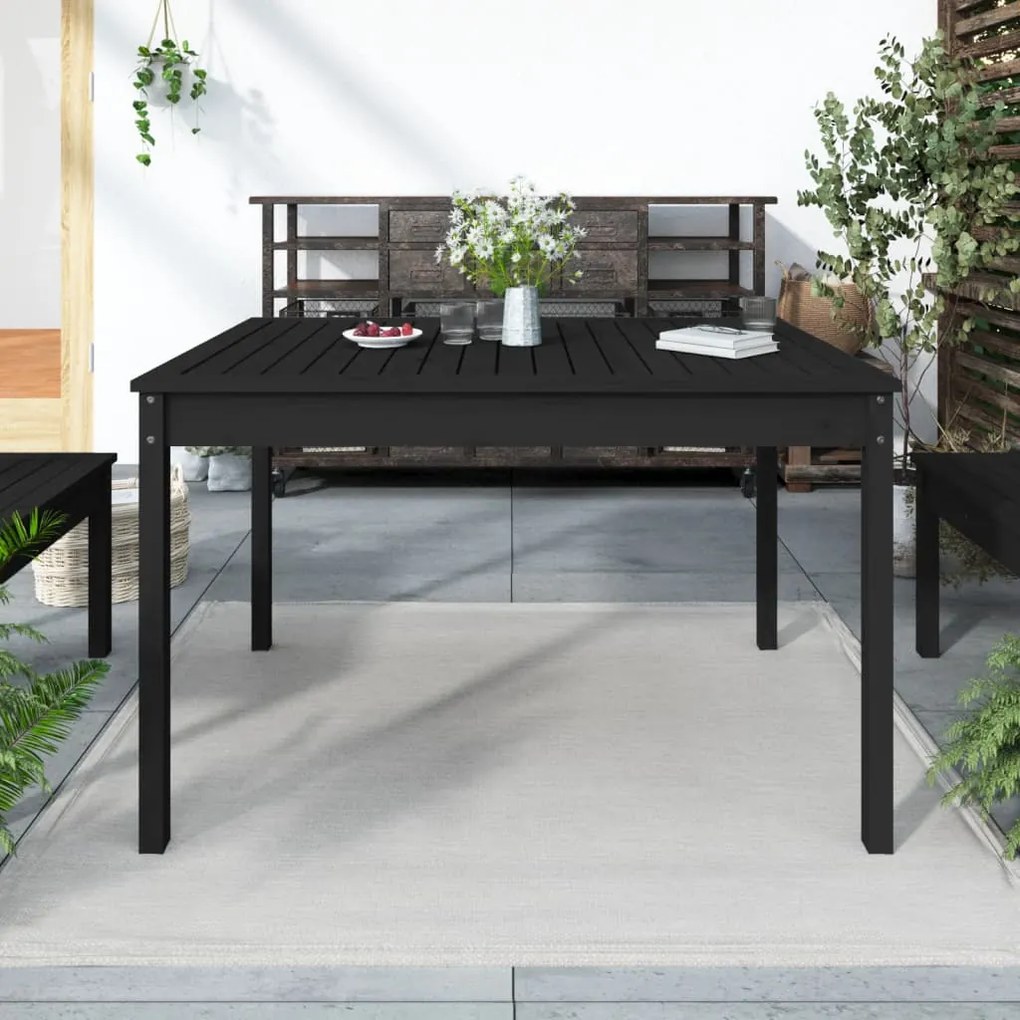 vidaXL Mesa de jardim 121x82,5x76 cm madeira de pinho maciça preto