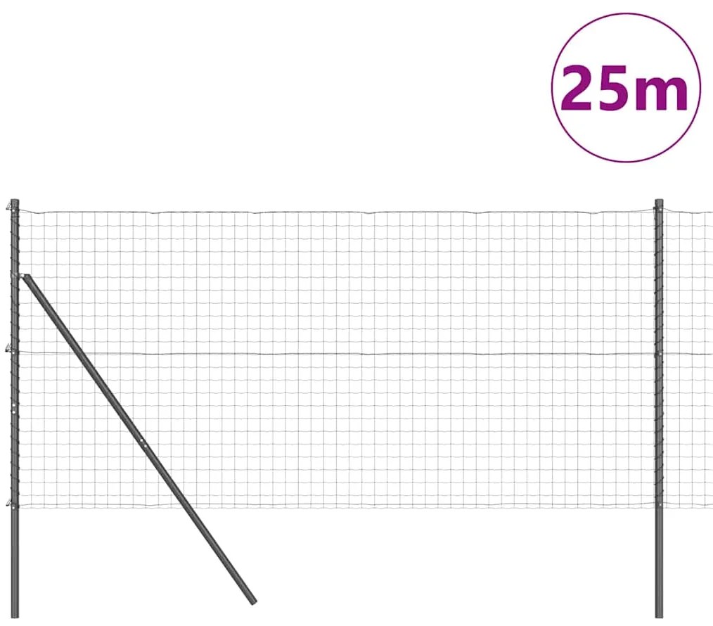 Cerca Euro da com 13 postes, 1,2 x 25 m, aço galvanizado cinza
