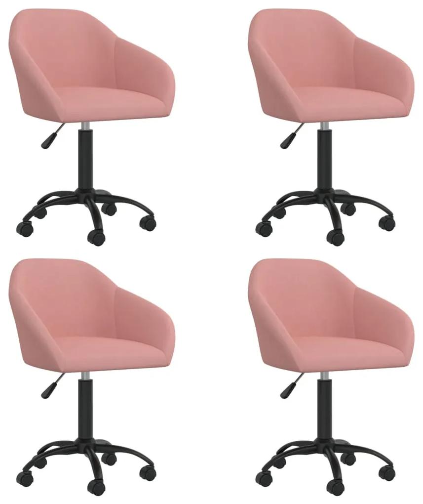 3089643 vidaXL Cadeiras de jantar giratórias 4 pcs veludo rosa
