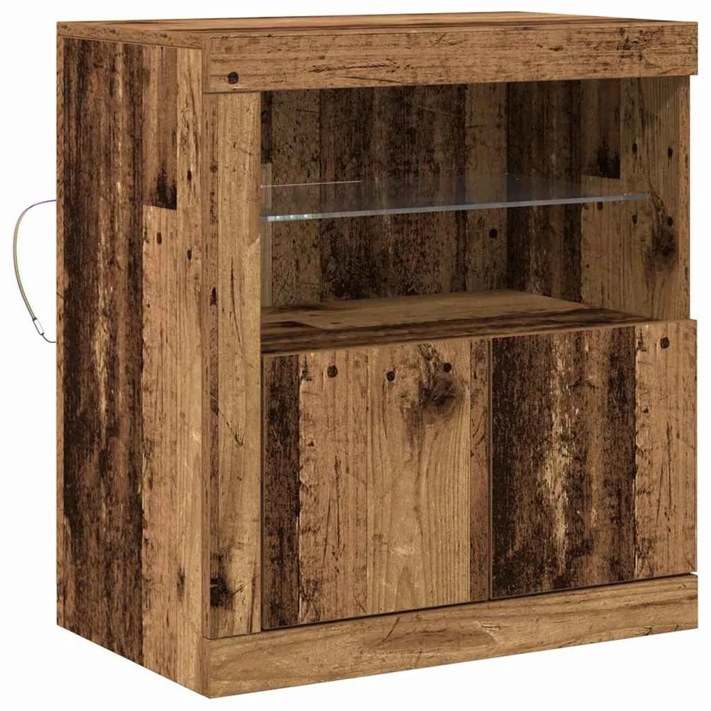 Buffet vidaXL com Luzes LED Madeira Velha 60,5x37x67 cm