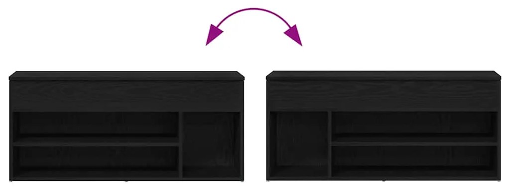 Banco sapateira 102x30,5x45 cm carvalho preto