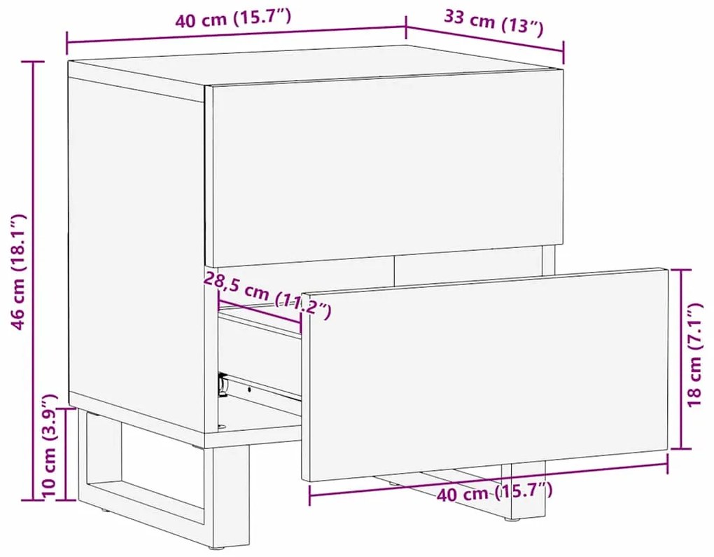 Mesas de cabeceira com gaveta 2 pcs Nogueira 40 x 33.5 x 46 cm