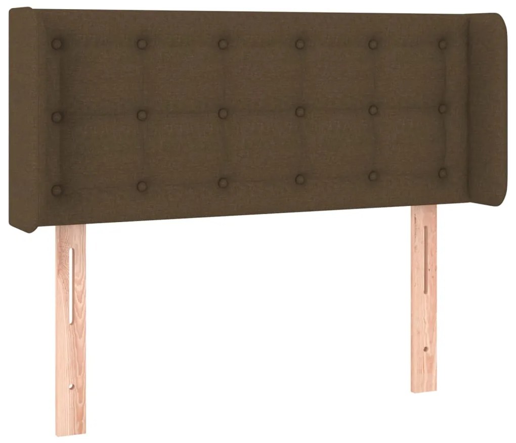 Cabeceira de cama c/ luzes LED tecido 103x16x78/88 cm castanho