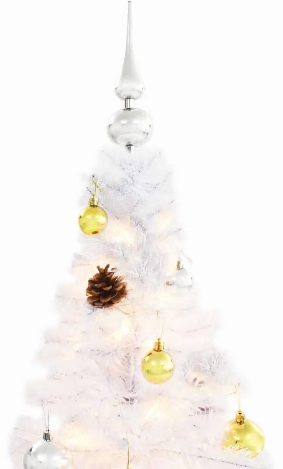 Árvore de Natal artificial pré-iluminada enfeites 210cm branco