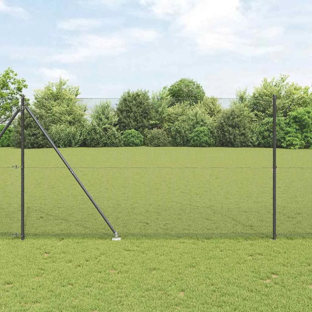 vidaXL Cerca com Postes Cinzeto 1.5 x 10 m Aço