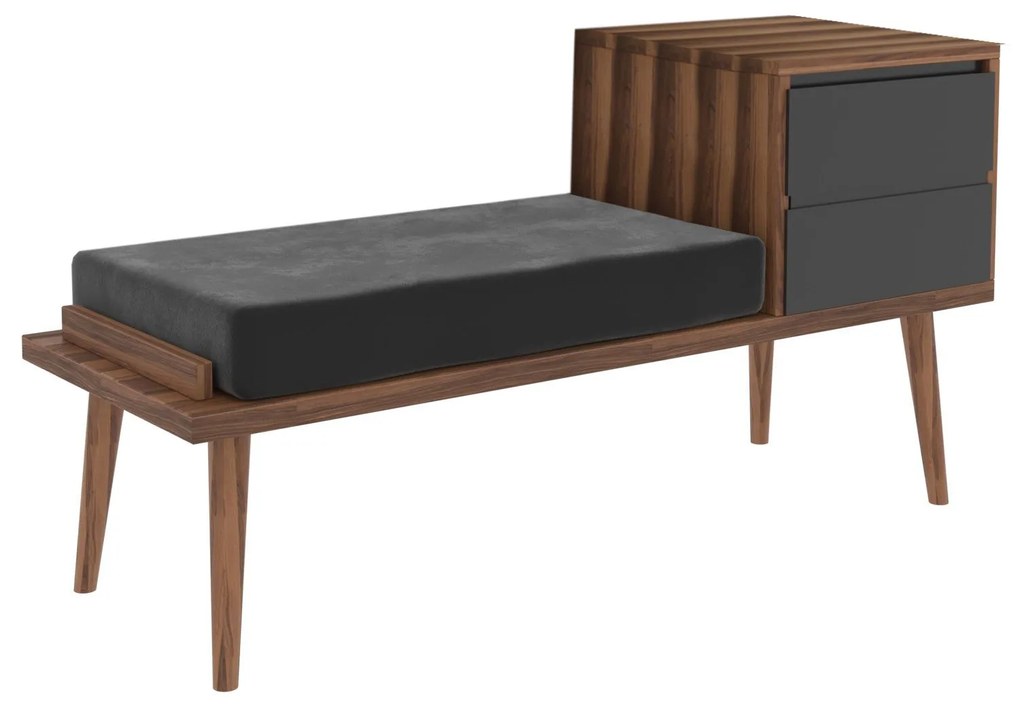 Hall Stand Rino – Walnut/Antracite – 120x40x45 cm