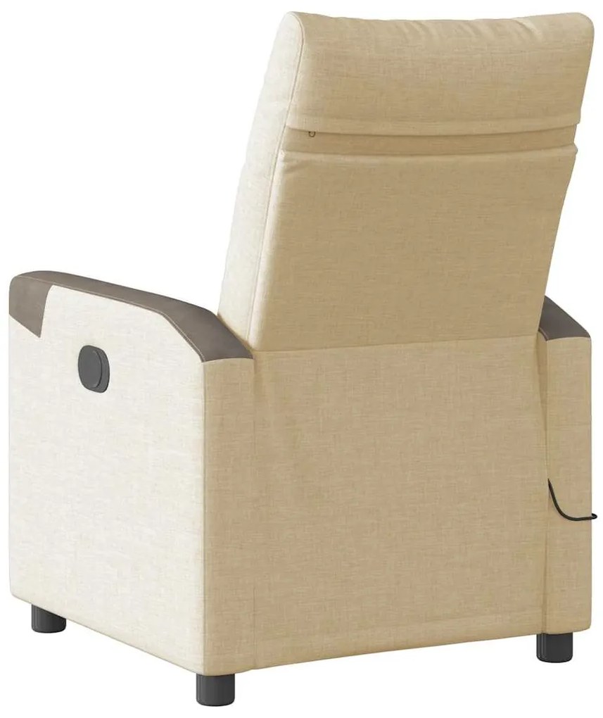 Poltrona de massagens reclinável tecido cor creme