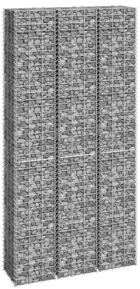 Canteiro/gabião elevado 3 pcs 30x30x200 cm ferro