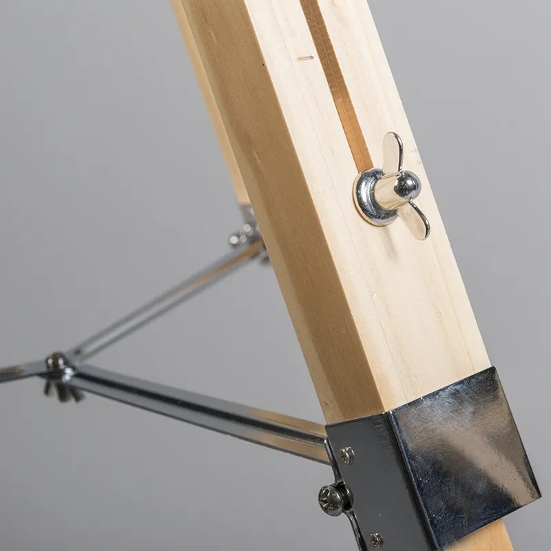 Candeeiro de pé natural com abajur de linho preto 45 cm - Tripod Design,Industrial,Retro