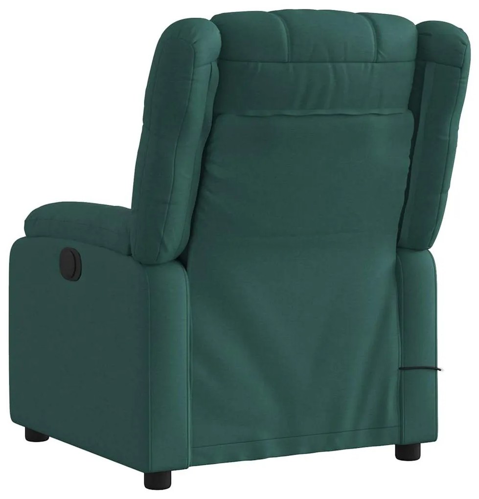 Poltrona reclinável de massagens elétrica tecido verde-escuro