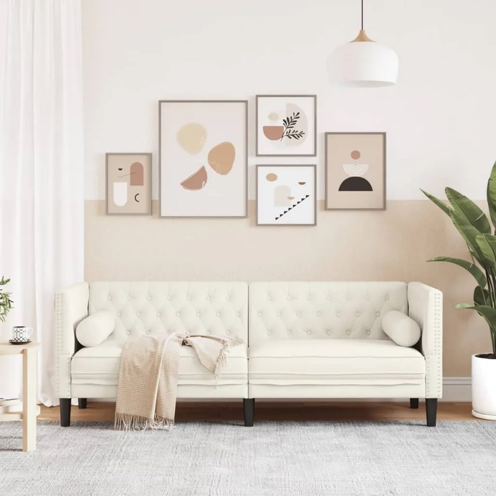 Sofá chesterfield com rolos 3 lugares veludo rosa