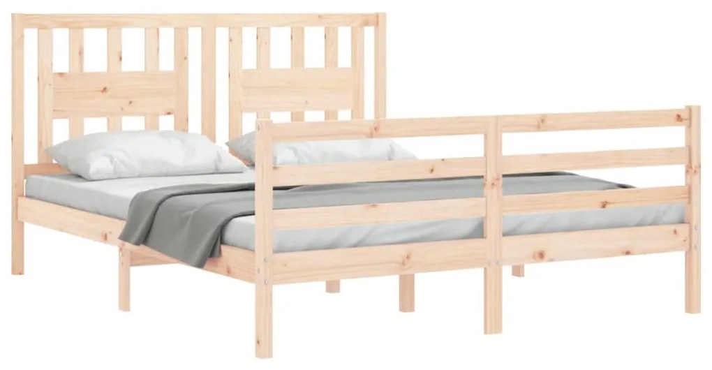 Estrutura de cama com cabeceira 160x200 cm madeira maciça