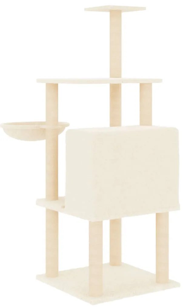 Árvore p/ gatos c/ postes arranhadores sisal 132 cm cor creme