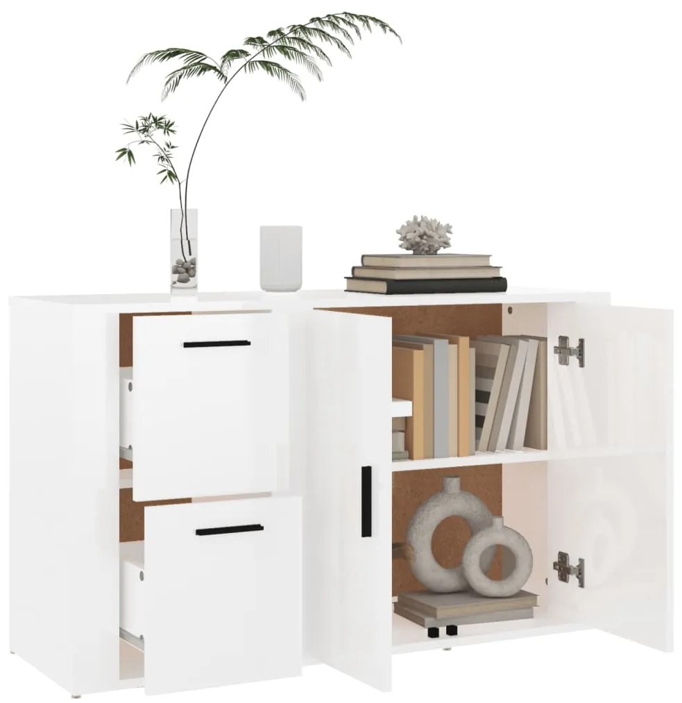 Aparador 100x33x59,5 cm derivados de madeira branco brilhante
