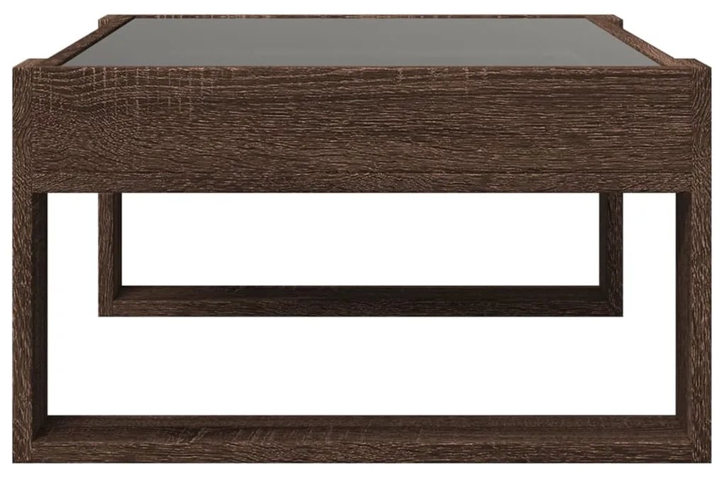 Mesa centro luzes LED Infinity 70x53x30 cm carvalho castanho