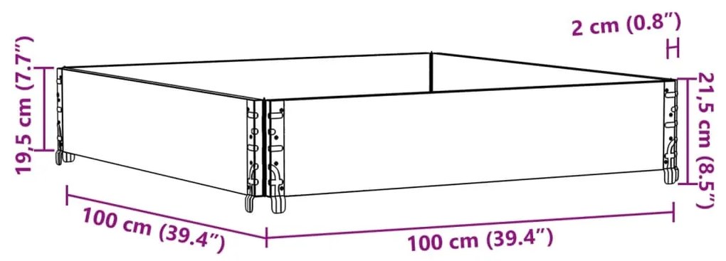 Vaso/floreira para jardim 100x100 cm pinho maciço castanho