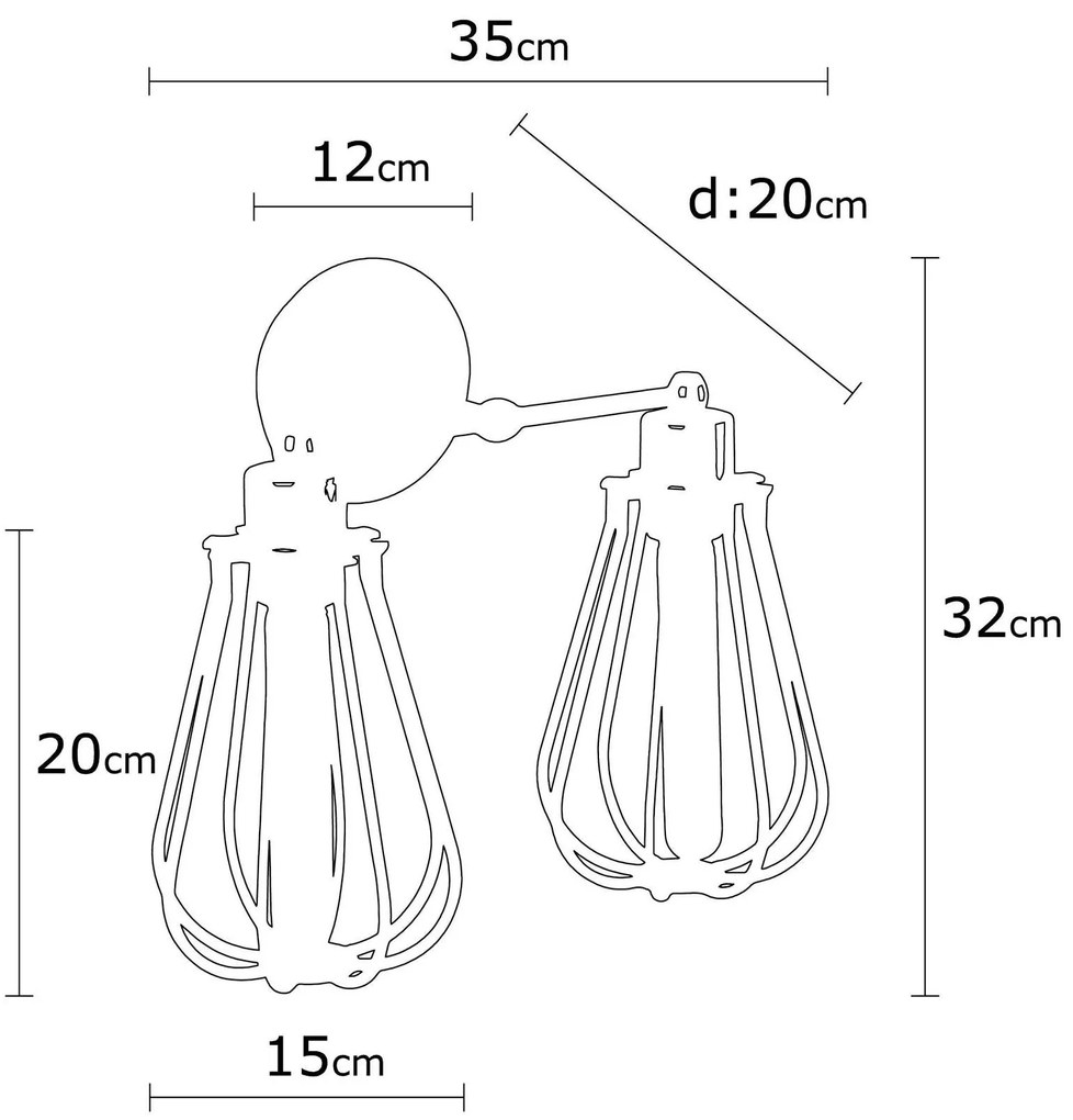 Aplique de Parede Fetiye – Preto e Bronze – 15 cm Ø