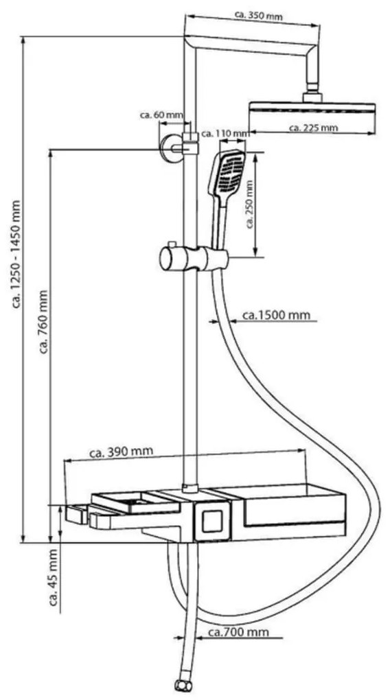 SCHÜTTE Conjunto de chuveiro suspenso BLUEPERL cromado