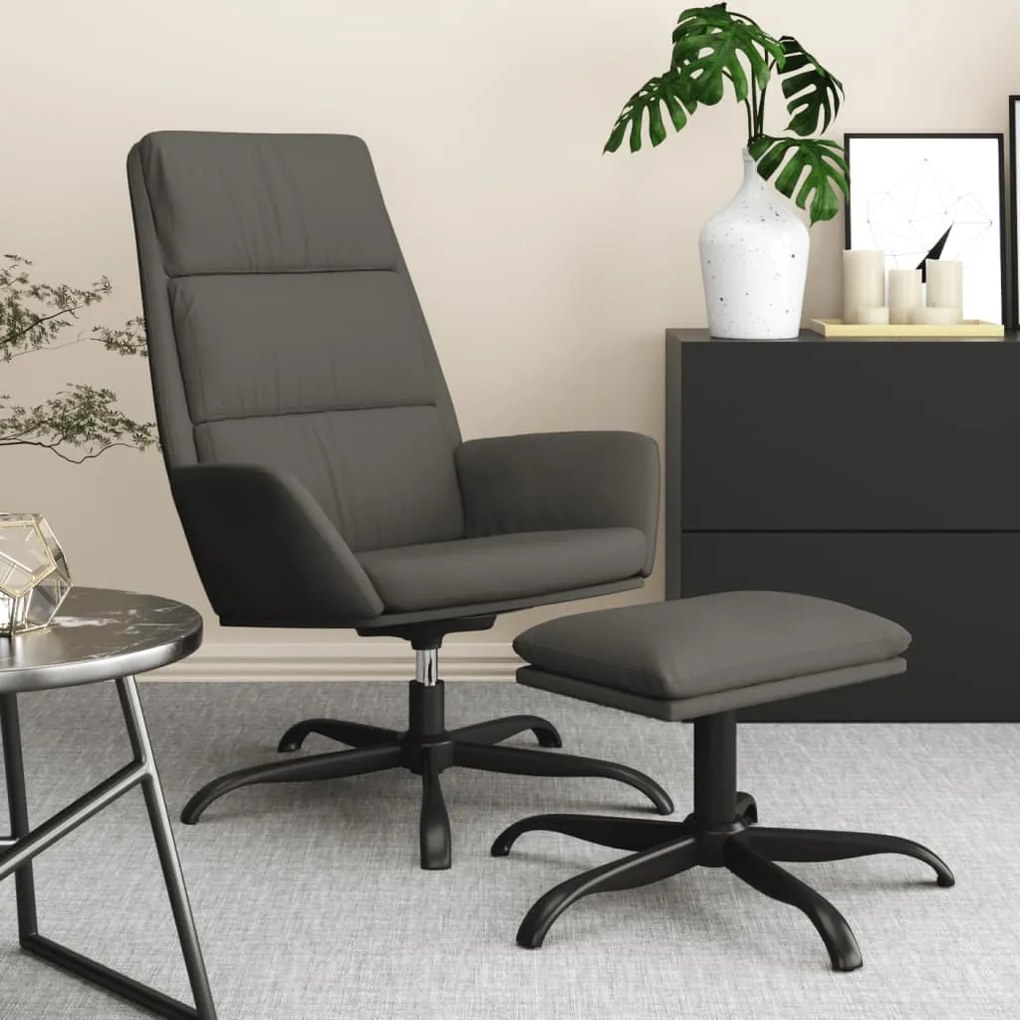 3097898 vidaXL Cadeira de descanso com banco p/ pés veludo cinza-escuro