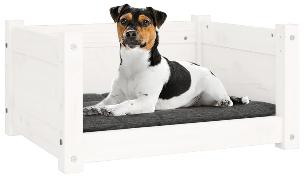 Cama para cães 55,5x45,5x28 cm madeira de pinho maciça branco