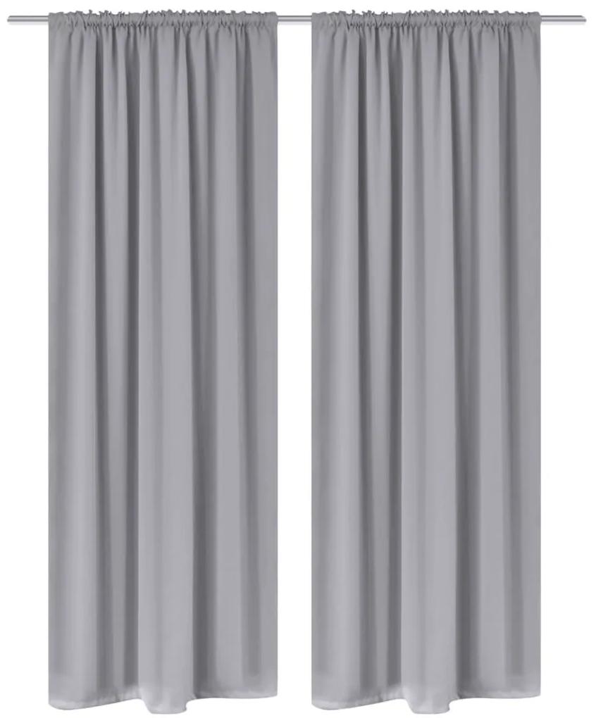 130376 vidaXL 130376 2 pcs Grey Slot-Headed Blackout Curtains 135 x 245 cm