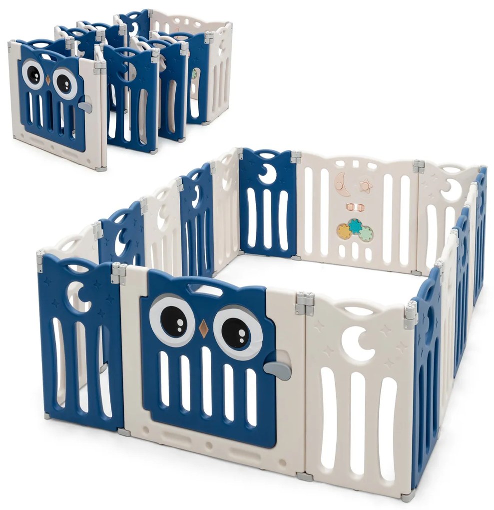 Parque Infantil Bebés com 16 Painéis Centro de Actividades Dobráveis Vedação em Formas Ajustáveis com Brinquedos Educativos Vedação para