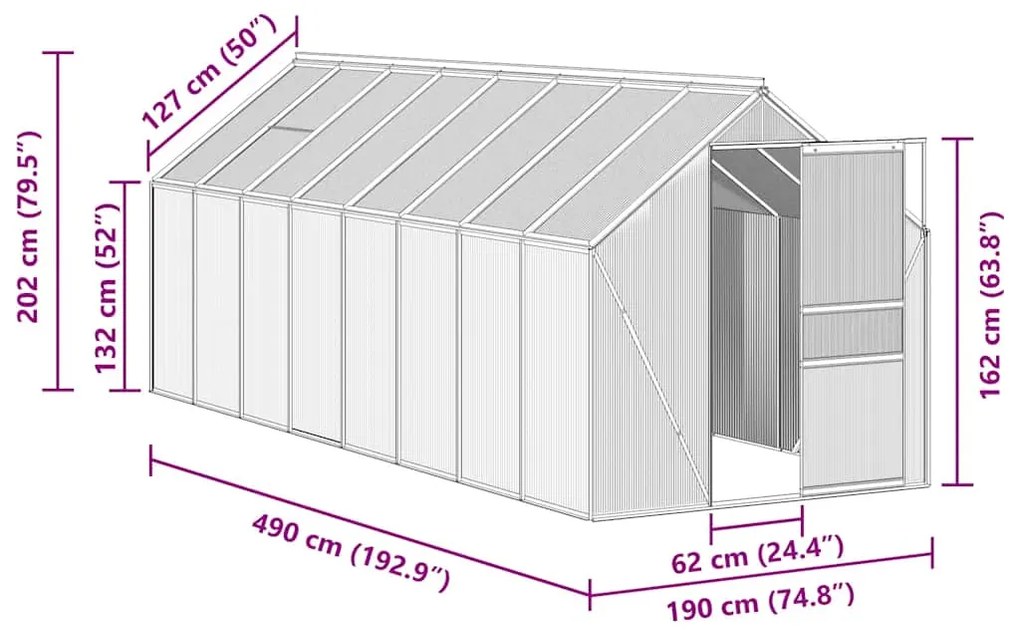 Estufa com base alumínio antracite 9,31 m²