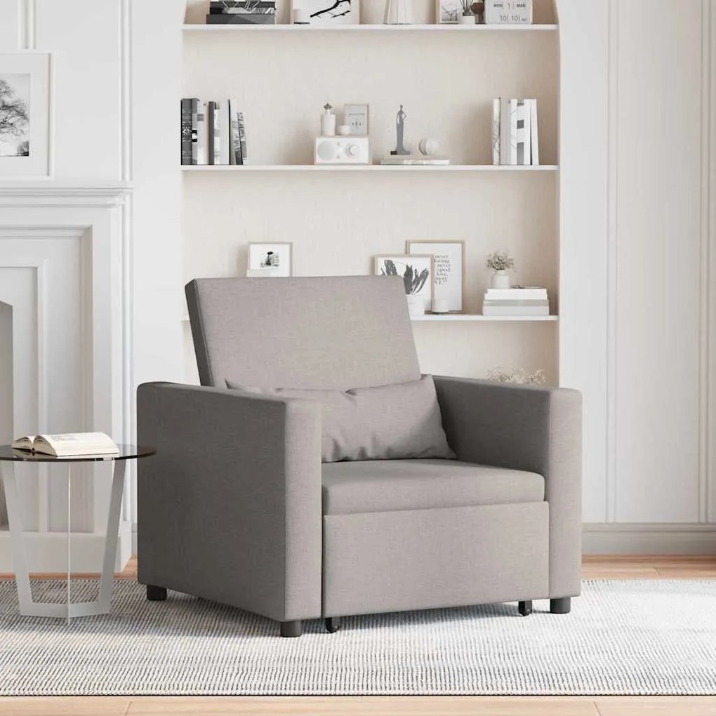 vidaXL Sofá cama single Cinzento-acastanhado 90 x 165 x 87 cm tecido