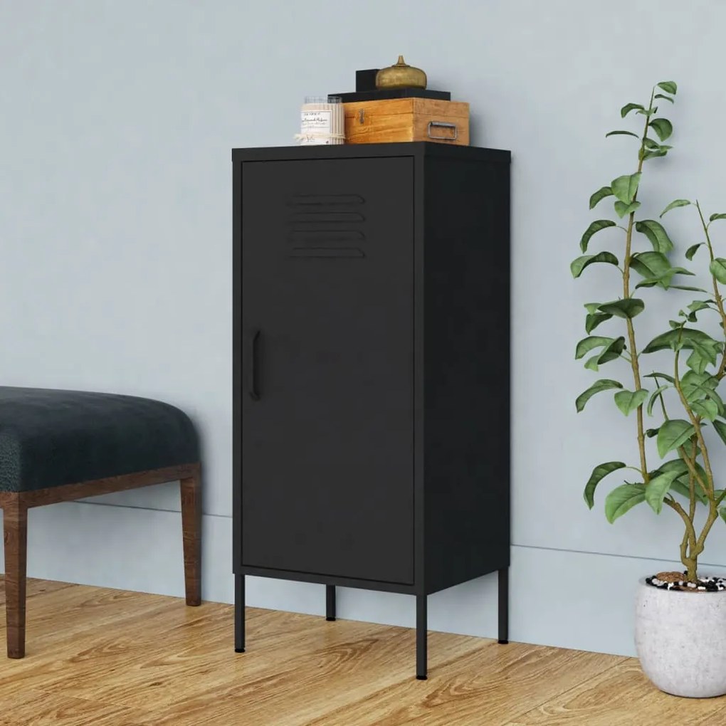 vidaXL Armário de arrumação aço 42,5x35x101,5 cm preto