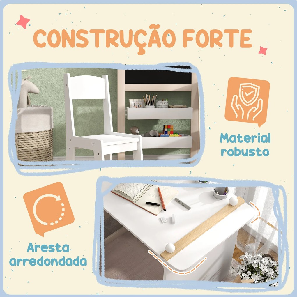 AIYAPLAY Mesa e Cadeira Infantil de 2 Peças Mesa para Crianças com Cad