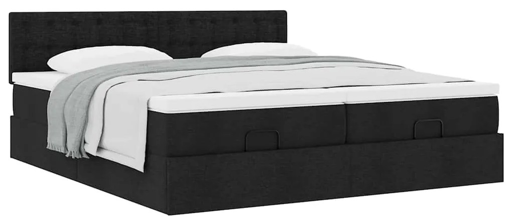 63 / 5,000vidaXL Estrutura de cama otomana com colchões tecido preto