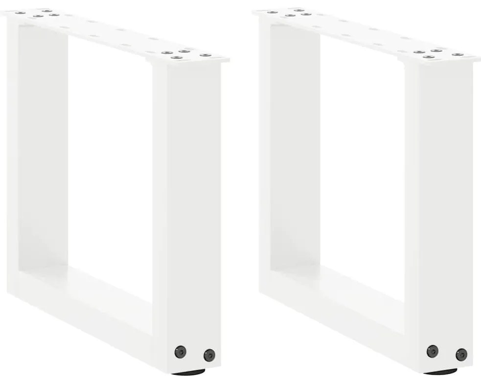 vidaXL Pés para mesa de centro em formato de U, 2 peças, branco, 40x(30-31) cm, aço