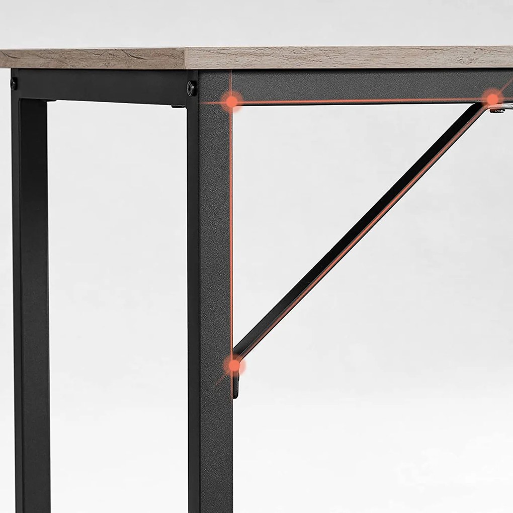 Mesa de escritório estreita em design industrial 140 x 60 x 75 cm preto-greige