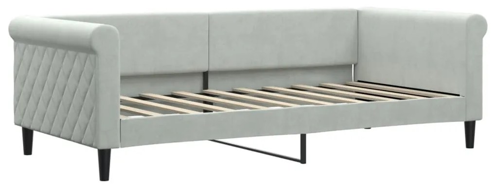Sofá-cama com gavetão 90x190 cm veludo cinzento-claro